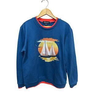 Vintage Inspired Embroidered Sailboat Sunset Crewneck - Medium